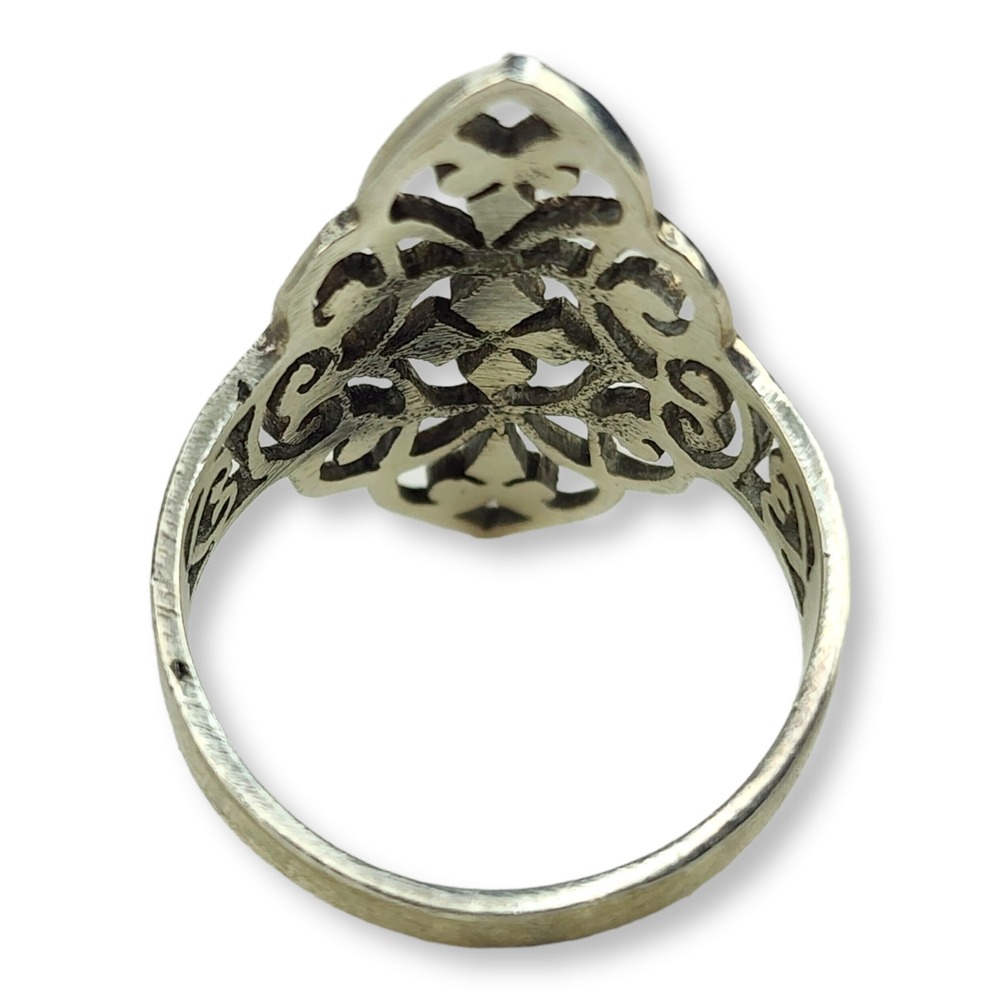 Vintage Sterling Silver 925 Thin Dainty Flower Band Ring Size 7.75 - Picture 5 of 7